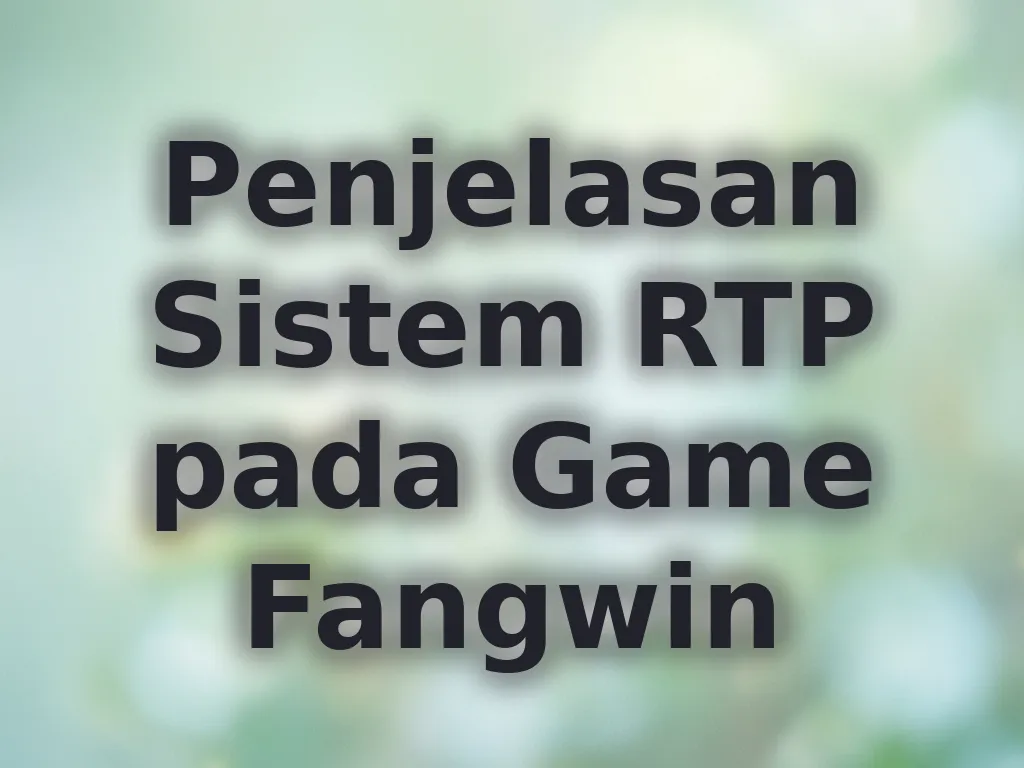 Penjelasan Sistem RTP pada Game Fangwin